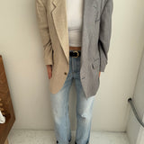 Contrasted blazer in silk and wool in blue and pale