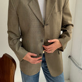 Contrasted blazer in Olive green and beige plaid (Express shipping)