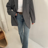 Grey pinstriped blazer