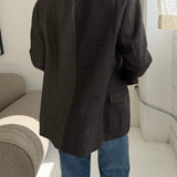 Contrasted blazer in plaid brown and speckered brown  (Express shipping)