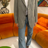 Grey herringbone blazer with vintage initials