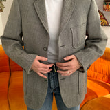 Grey herringbone blazer with vintage initials
