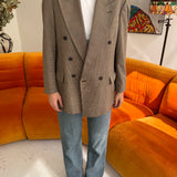 Checkered double breasted button back blazer