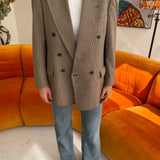 Checkered double breasted button back blazer