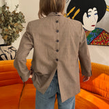 Checkered double breasted button back blazer