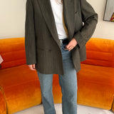 Green wool button back blazer