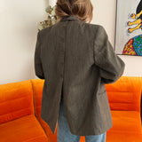 Green wool button back blazer