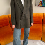 Green wool button back blazer
