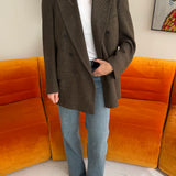 Brown speckered double breasted button back blazer