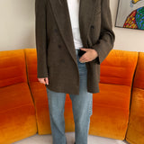 Brown speckered double breasted button back blazer