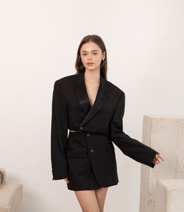 Cropped Smoking Style skirt suit