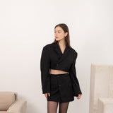 Cropped skirt suit in black