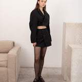 Cropped skirt suit in black