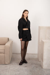 Cropped skirt suit in black