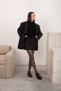 Mini skirt and blazer in dark grey