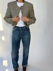 Pale grey textured bomber jacket