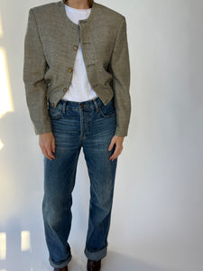 Pale grey textured bomber jacket