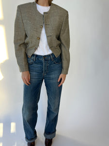 Pale grey textured bomber jacket