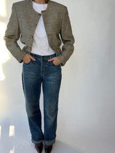 Pale grey textured bomber jacket