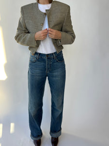 Pale grey textured bomber jacket