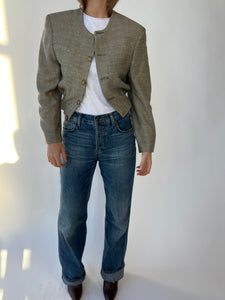 Pale grey textured bomber jacket