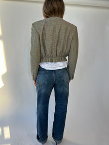Pale grey textured bomber jacket