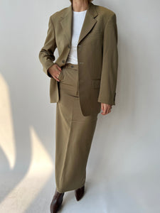 Brown suit with long skirt