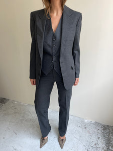 Three piece suit in grey wool
