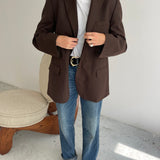 Chocolate brown button back blazer