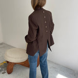 Chocolate brown button back blazer
