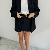 Navy mini skirt and blazer set