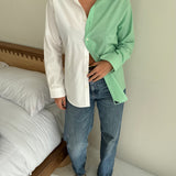 Green and white contrasted shirt