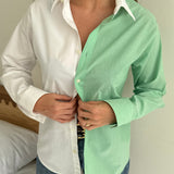 Green and white contrasted shirt