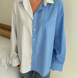 Blue pinstriped and solid blue contrasted shirt