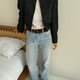 Dark blue checkered bomber jacket
