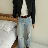 Dark blue checkered bomber jacket