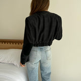 Dark blue checkered bomber jacket