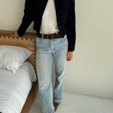 Heavy blue wool bomber jacket