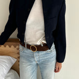 Heavy blue wool bomber jacket