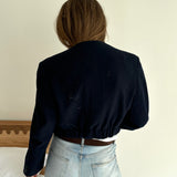 Heavy blue wool bomber jacket