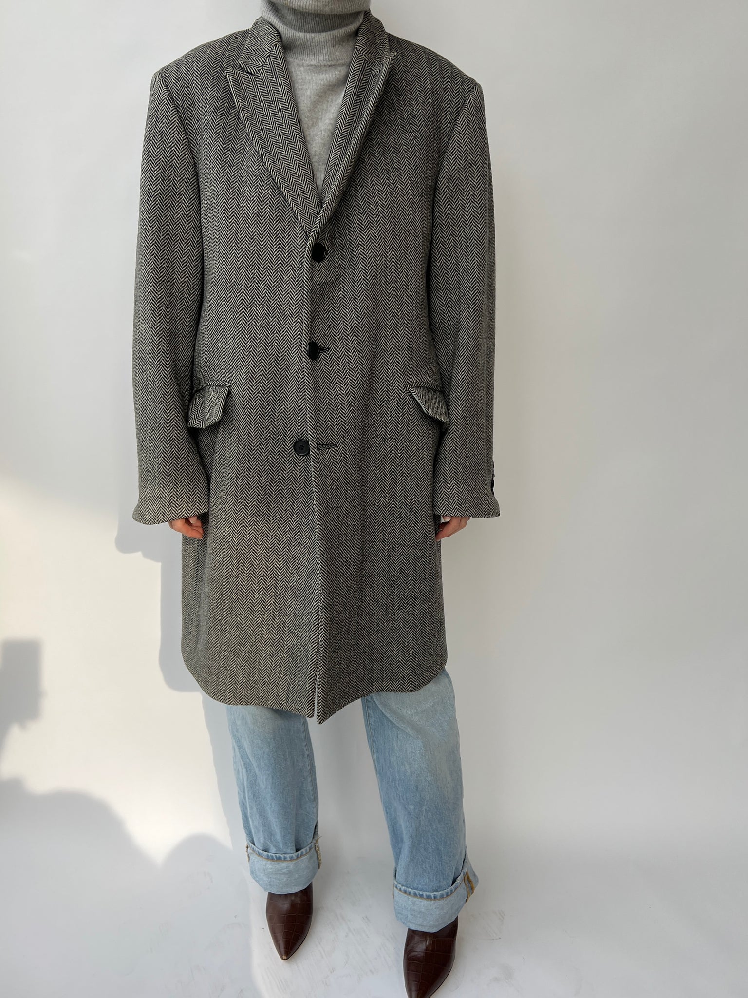 Grey herringbone coat
