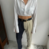 Blue and ecru contrasted pants