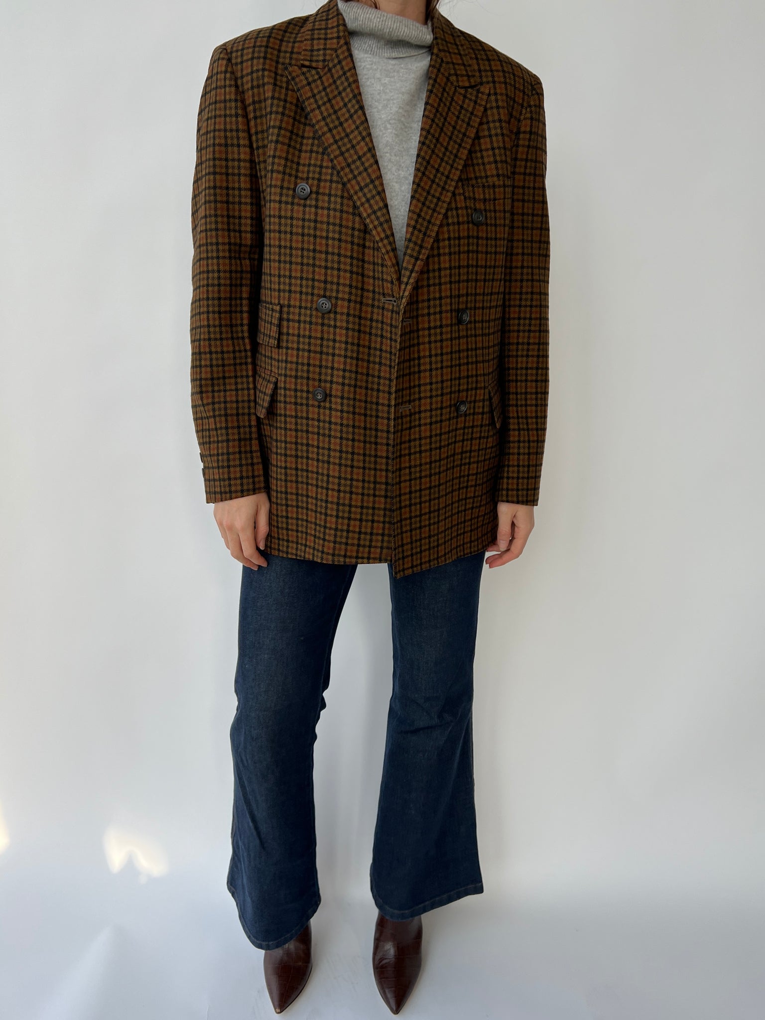 Double breasted checkered blazer