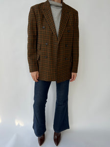 Double breasted checkered blazer