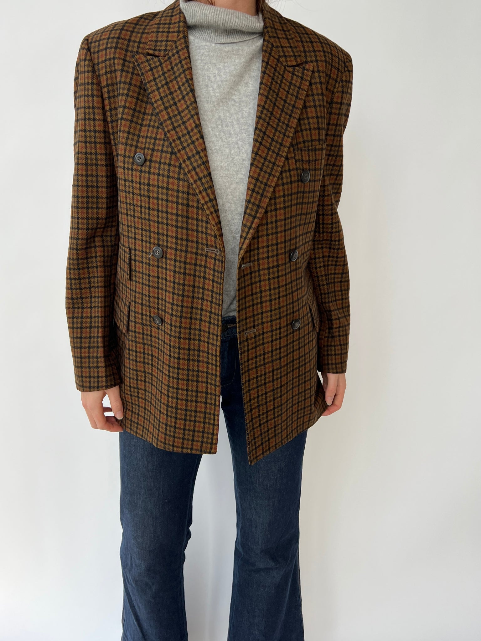 Double breasted checkered blazer
