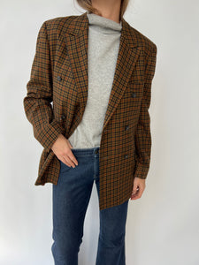 Double breasted checkered blazer