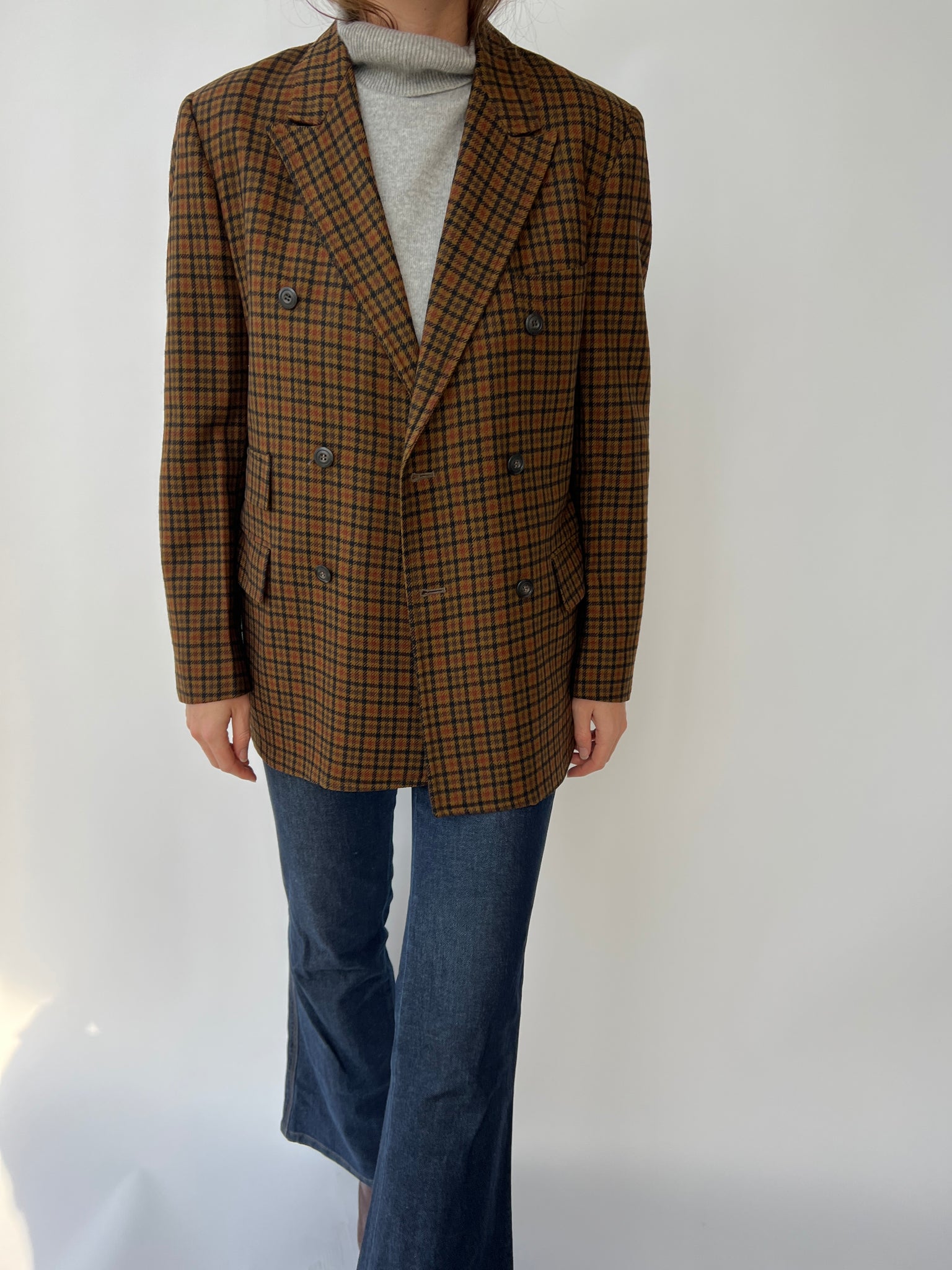 Double breasted checkered blazer
