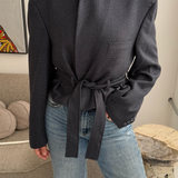 Speckered blue belted blazer