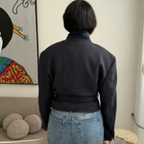 Speckered blue belted blazer