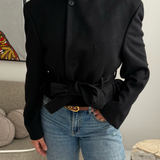 Belted blazer in Black cashmere